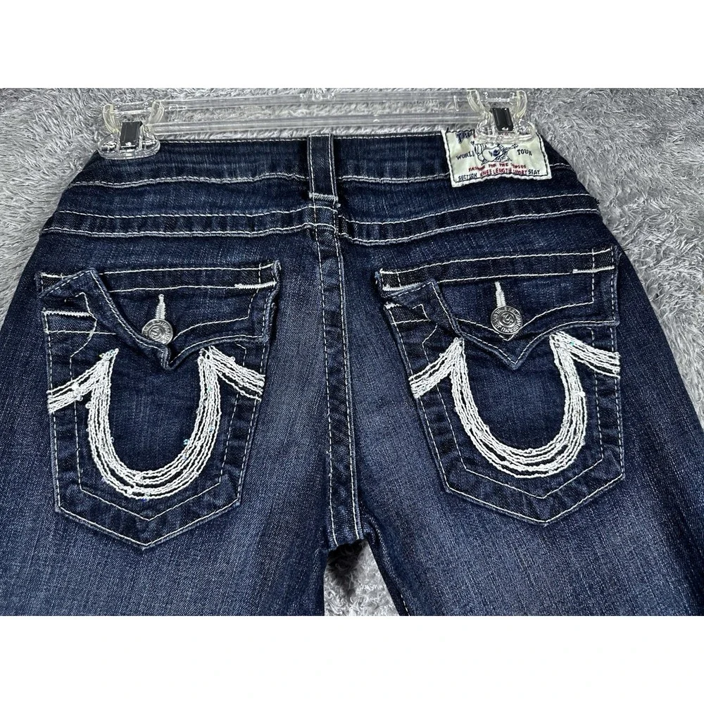 True‎ Religion Riley Knee Length Shorts Blue Denim Women's Size 23 Jean Shorts